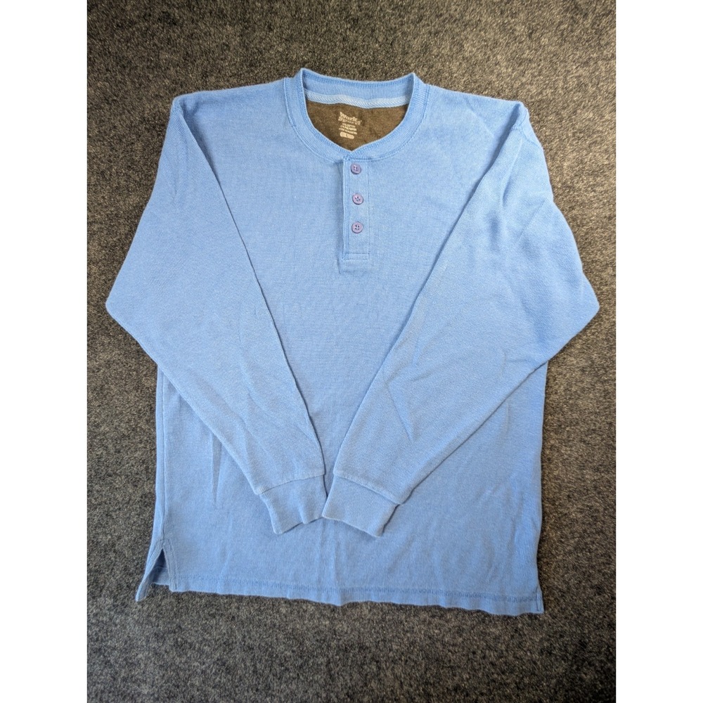 Work n Sport Mens Dusty Blue Long Sleeve Thermal Henley Shirt Size L